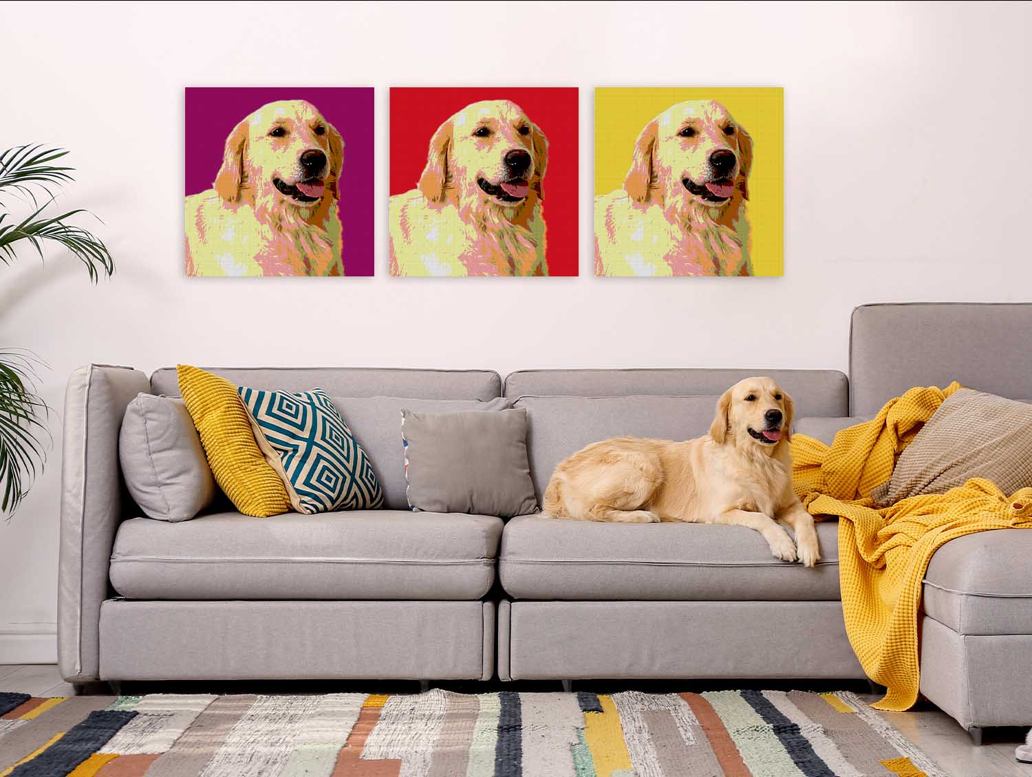 Pet portrait canvas print example — custom dog portrait on canvas, Canada