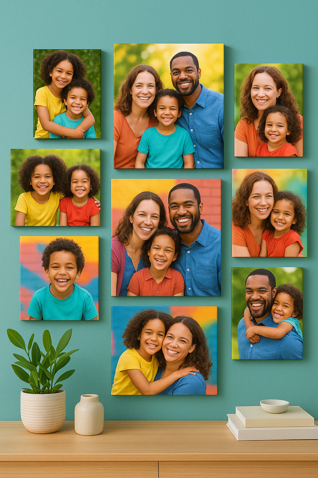 Family Photo Wall with Canvas Prints