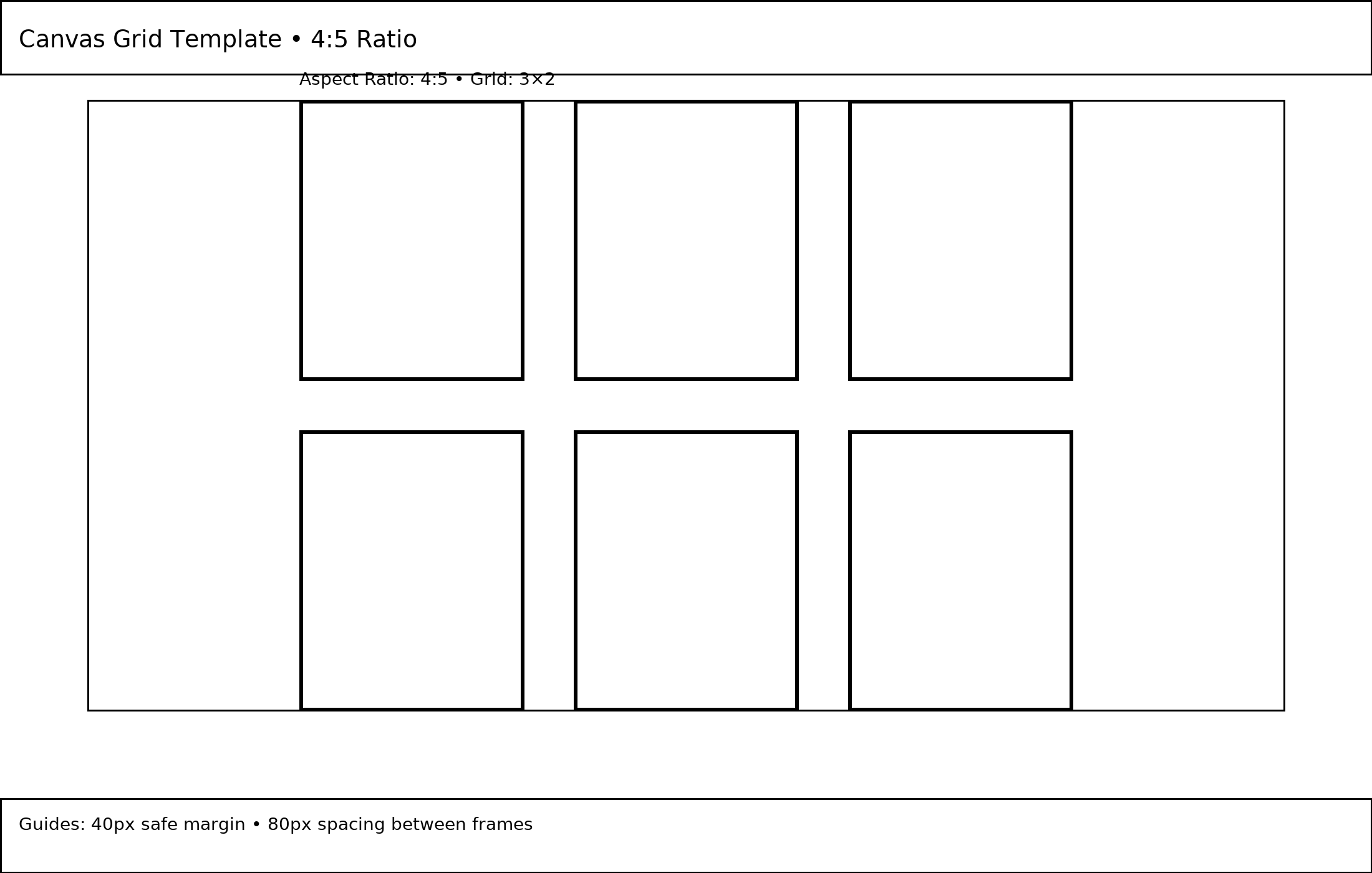 4:5 canvas grid — six frames layout with equal spacing