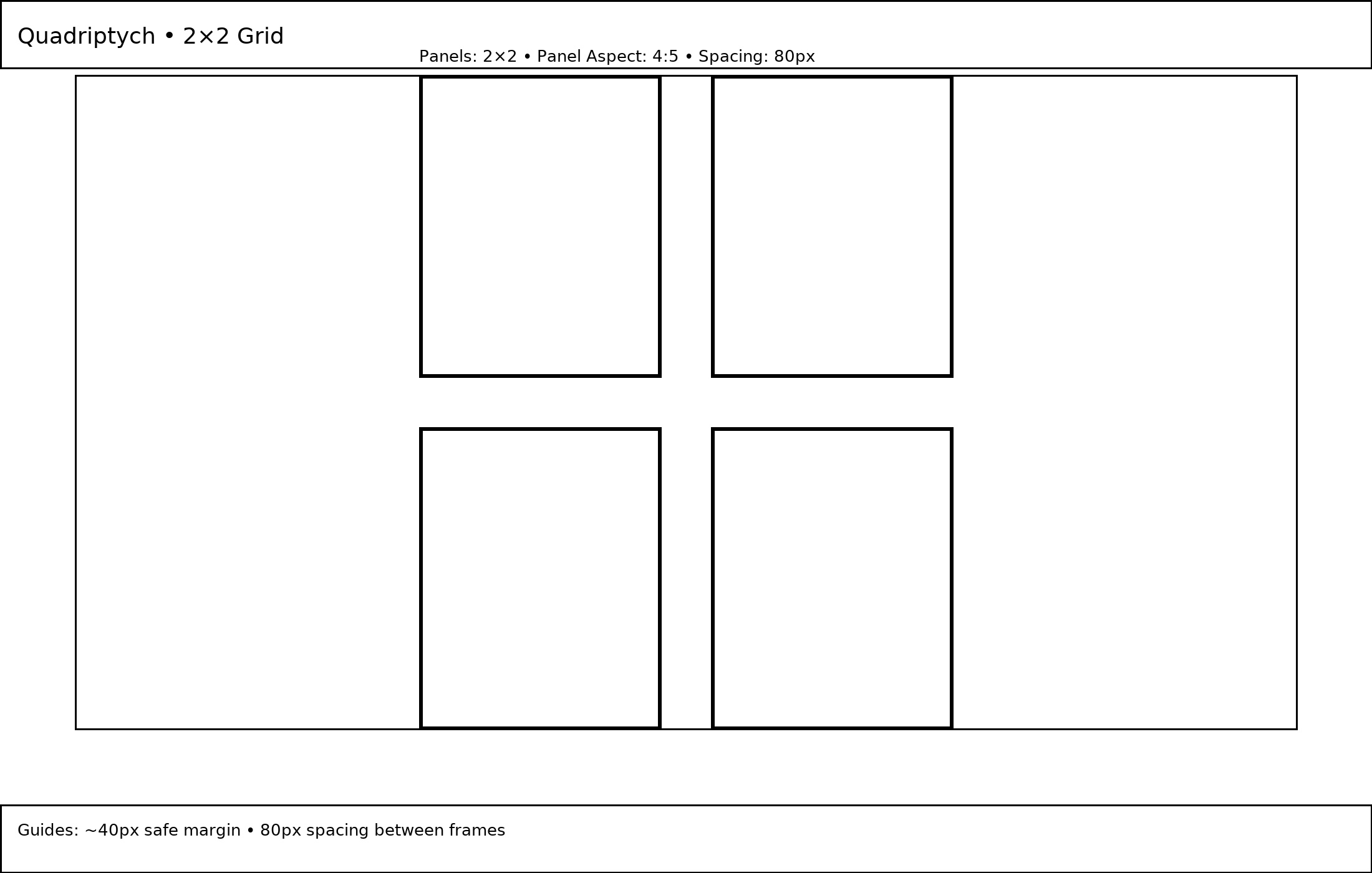 Quadriptych 2×2 grid — four equal frames