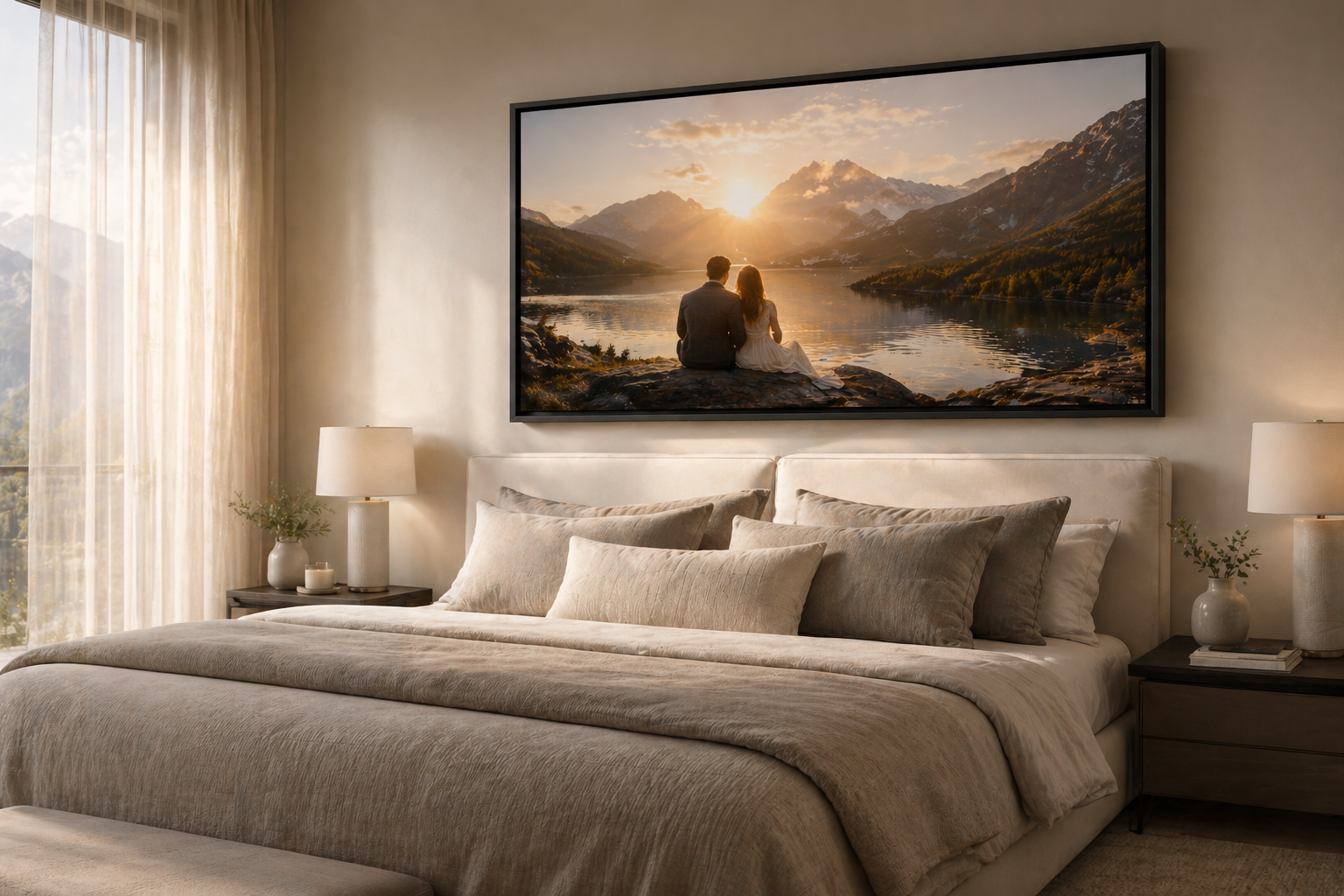 Framed canvas print interior view