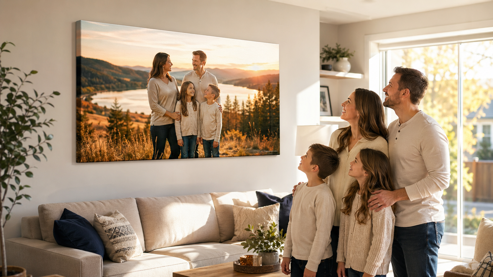 canvas prints show a family portrait
